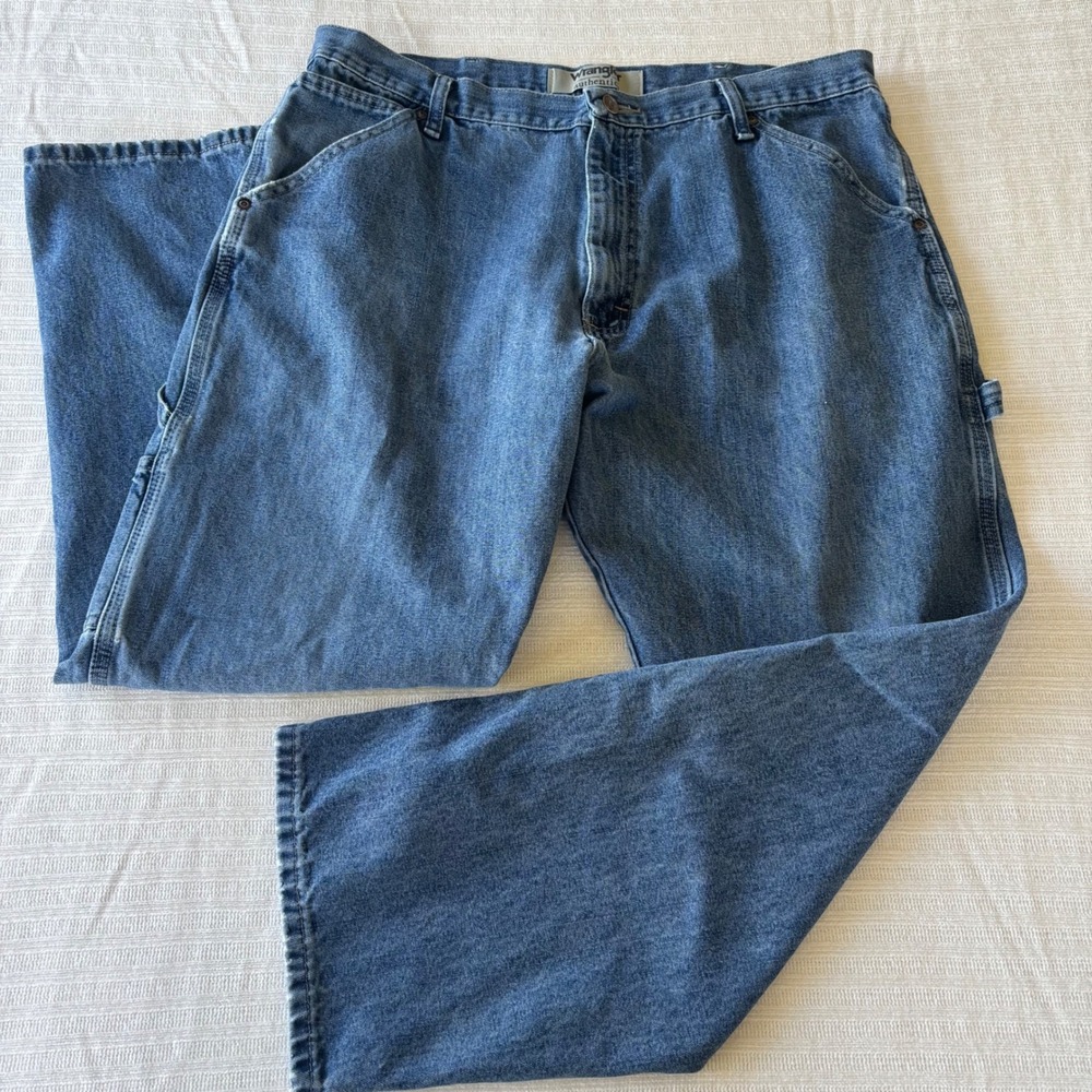 Wrangler Authentics Mens Carpenter Jeans Blue Denim Relaxed Fit 37x29 Utility